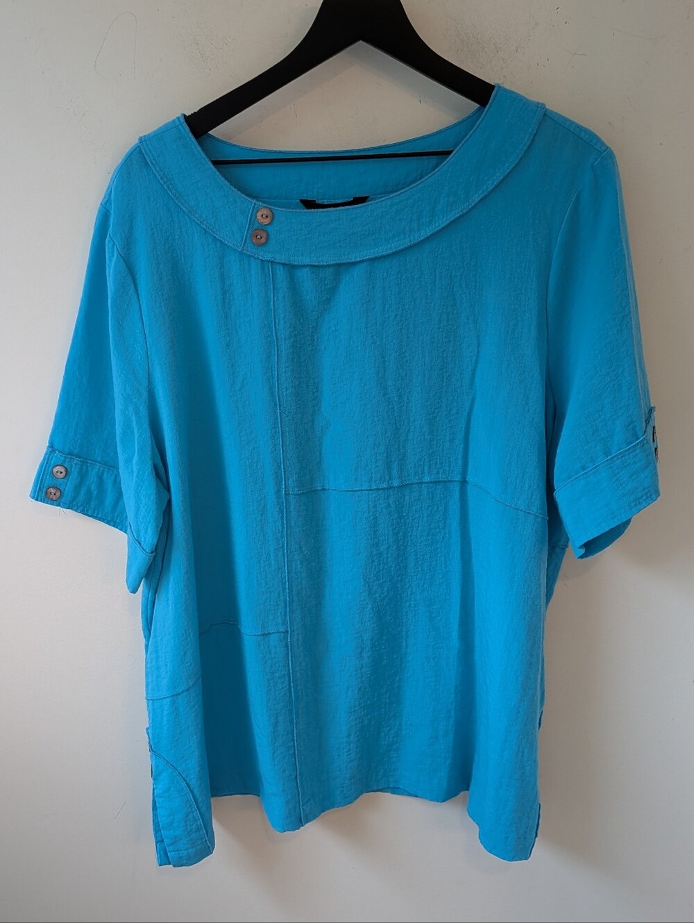 Ali Miles Women's Aqua Art to Wear Artsy Lagenlook Top Size 2X